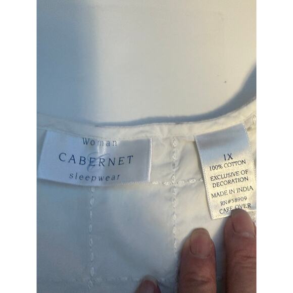 Cabernet White Cotton Sleeveless Nightgown XL | Cottagecore Sleepwear - Picture 4 of 6